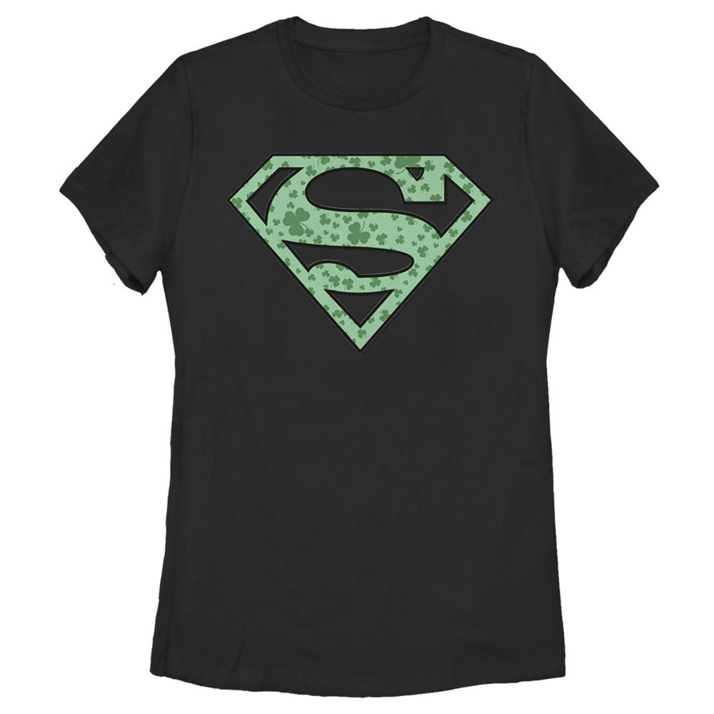 DC Comics Women's Superman St. Patrick's Day Shamrock Logo  Graphic T-Shirt