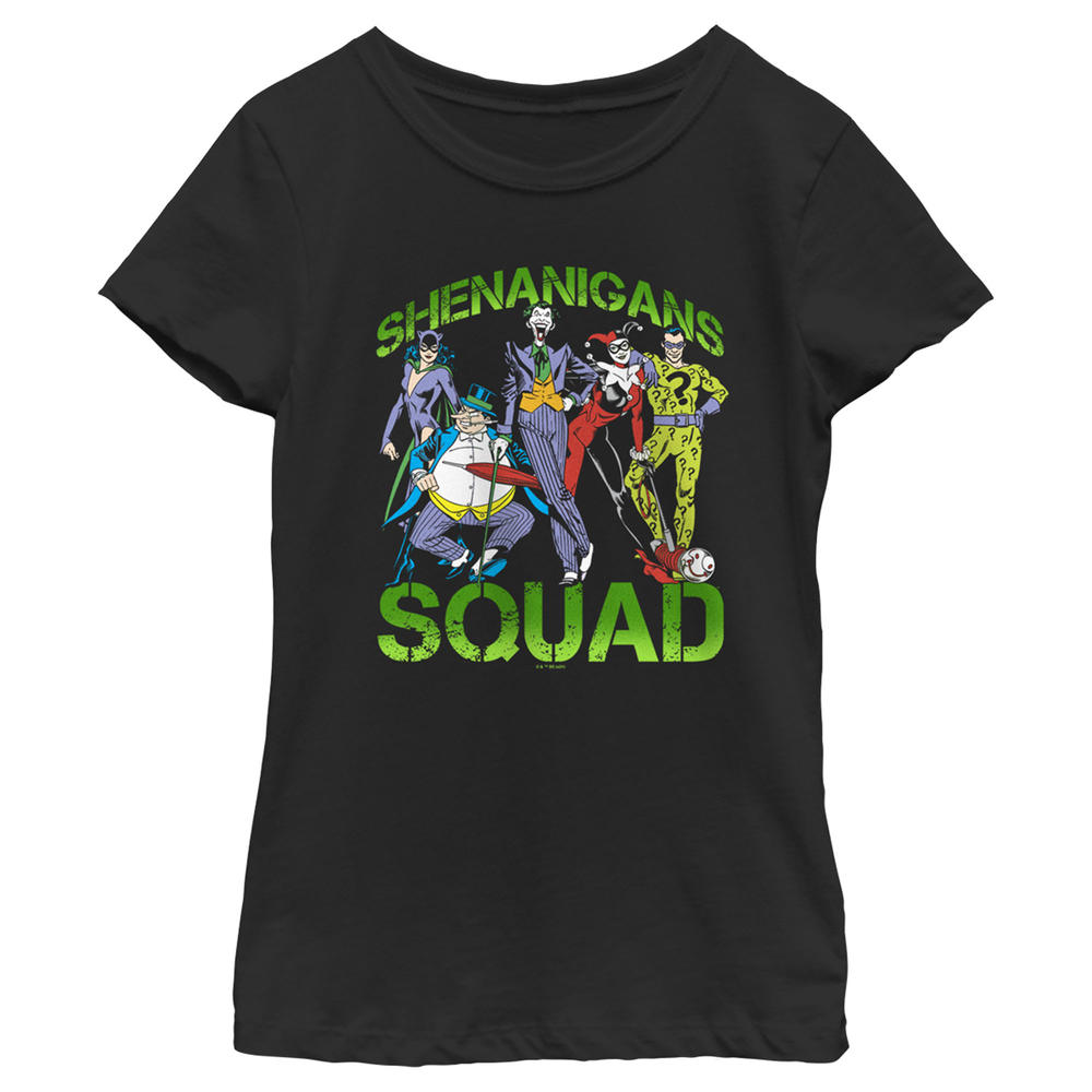 DC Comics Girl's Batman St. Patrick's Day Shenanigans Squad  Graphic Tee