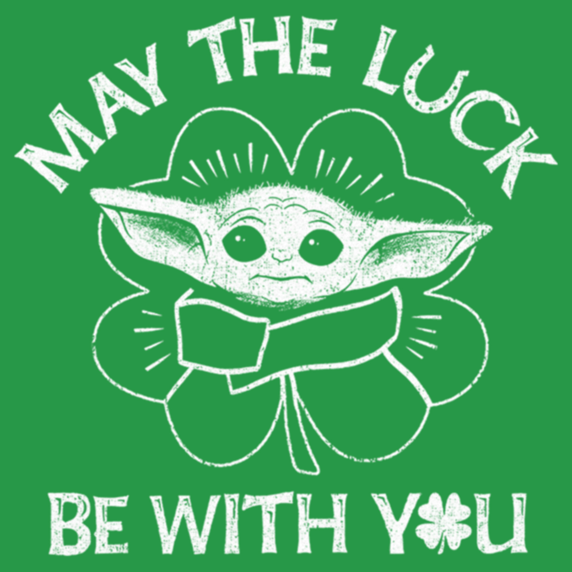 Star Wars Junior's Star Wars: The Mandalorian St. Patrick's Day Grogu May the Luck be with You Distressed  Graphic T-Shirt