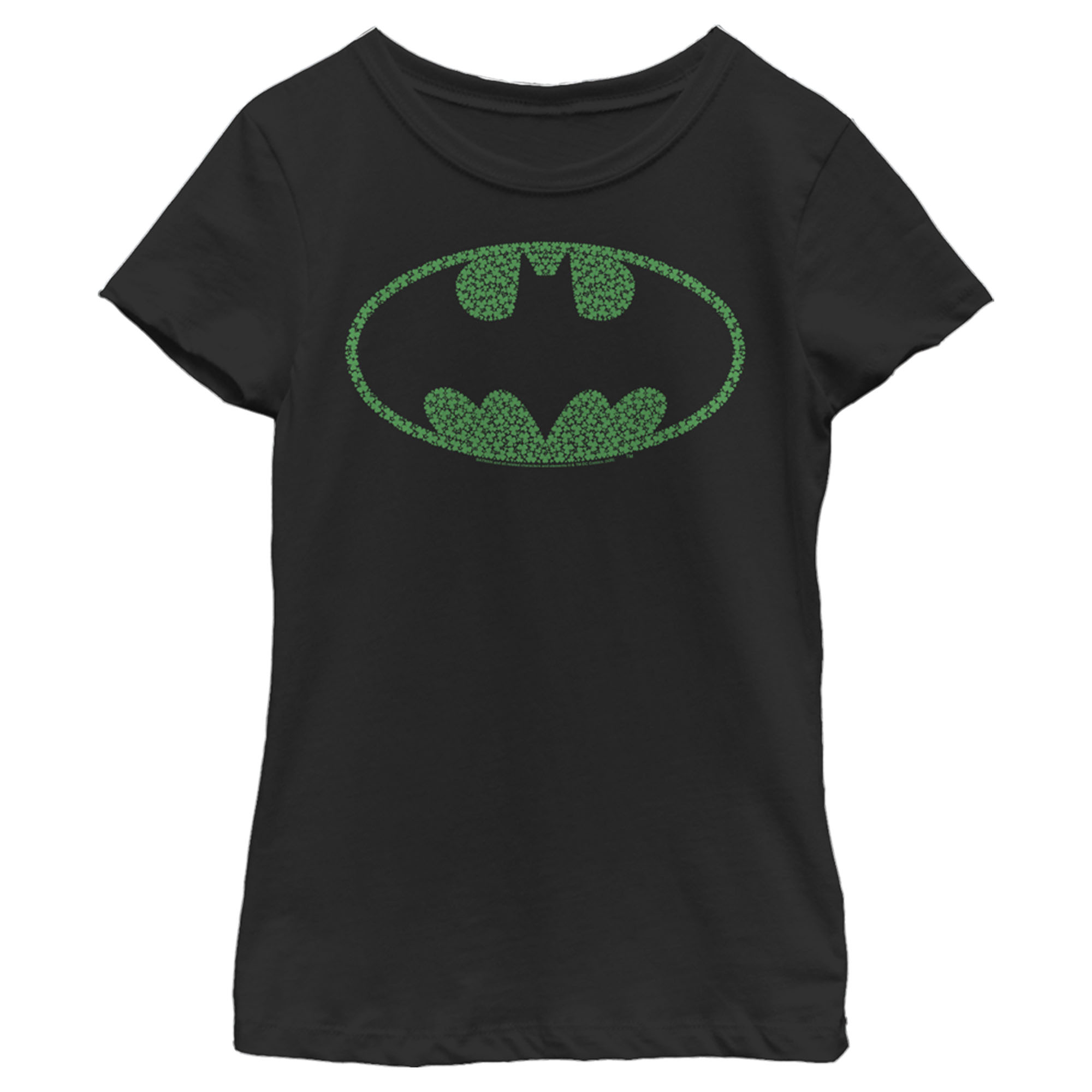 DC Comics Girl's Batman St. Patrick's Day Cloverfield Bat Logo  Graphic Tee
