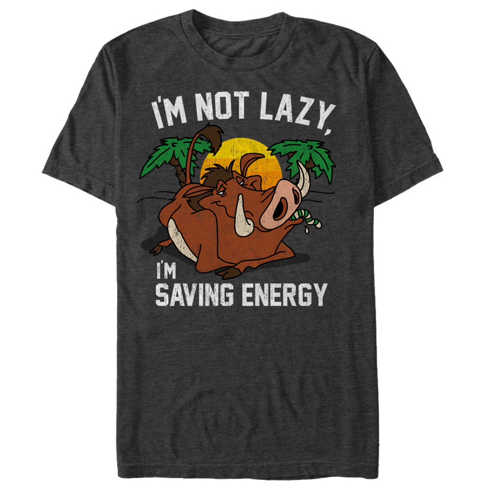 Lion King Men's Lion King Pumbaa I'm Not Lazy I'm Saving Energy  Graphic T-Shirt
