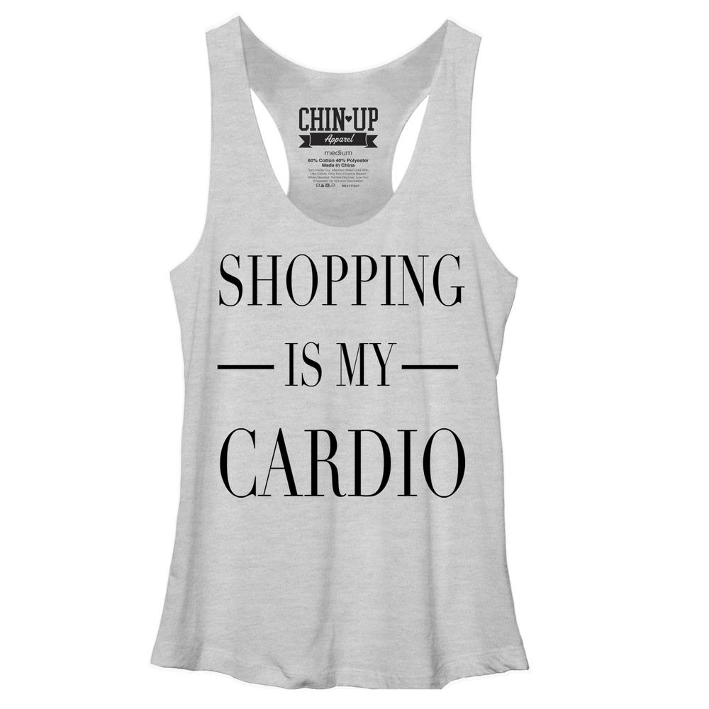 Chin-Up Apparel Women's CHIN UP Shopping is My Cardio  Racerback Tank Top