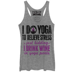 Chin-Up Apparel Women's CHIN UP Drink Wine in Yoga Pants  Racerback Tank Top