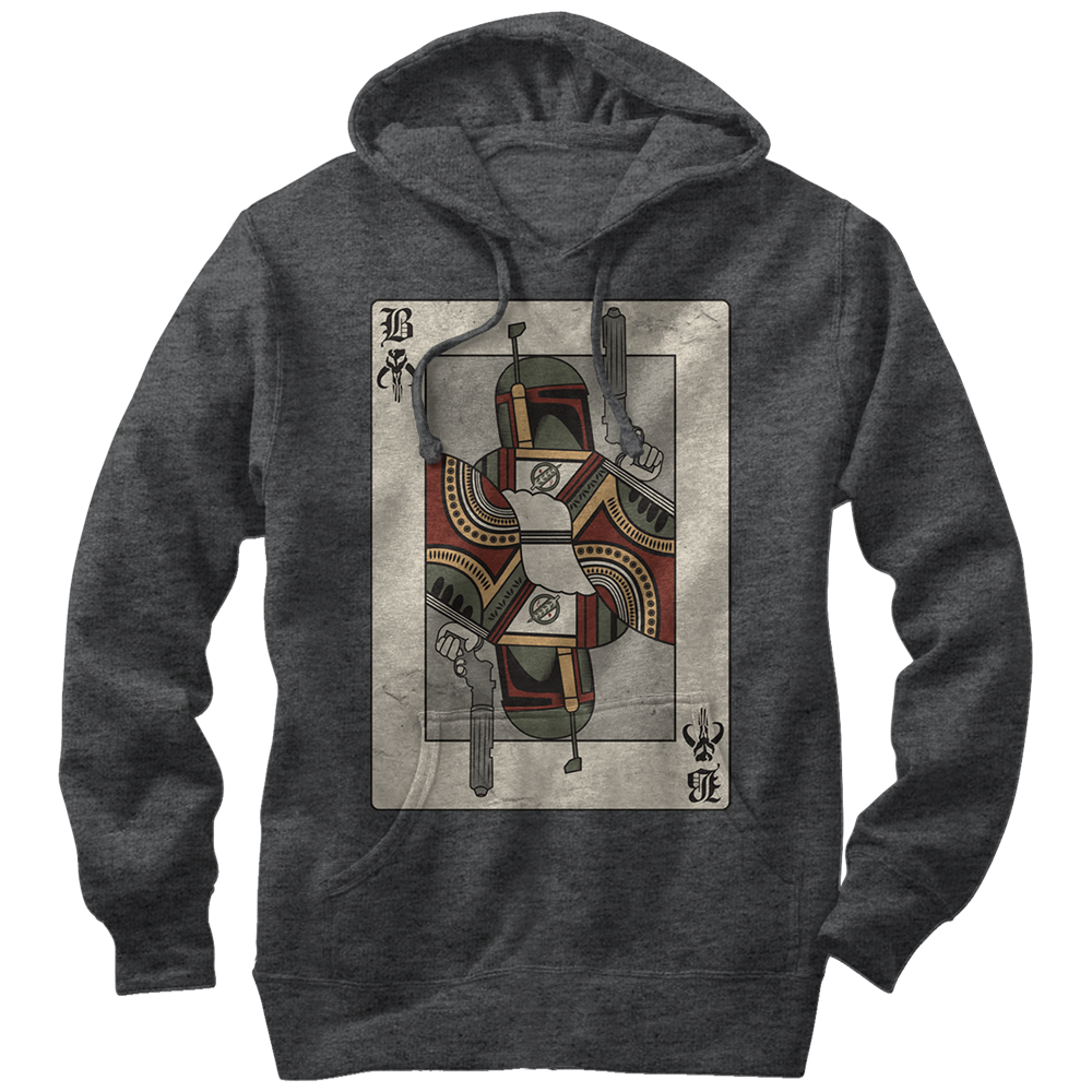 Star Wars Men's Star Wars Boba Fett Playing Card  Pull Over Hoodie