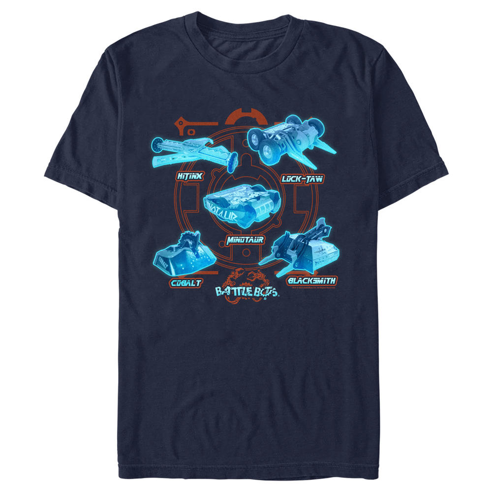 Battlebots Men's Battlebots Blue Neon Robots  Graphic T-Shirt