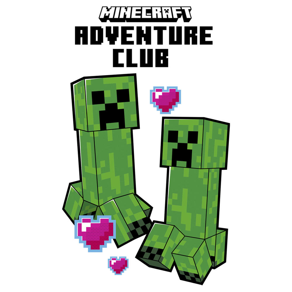 Minecraft Men's Minecraft Adventure Club Creeper Hearts  Graphic T-Shirt