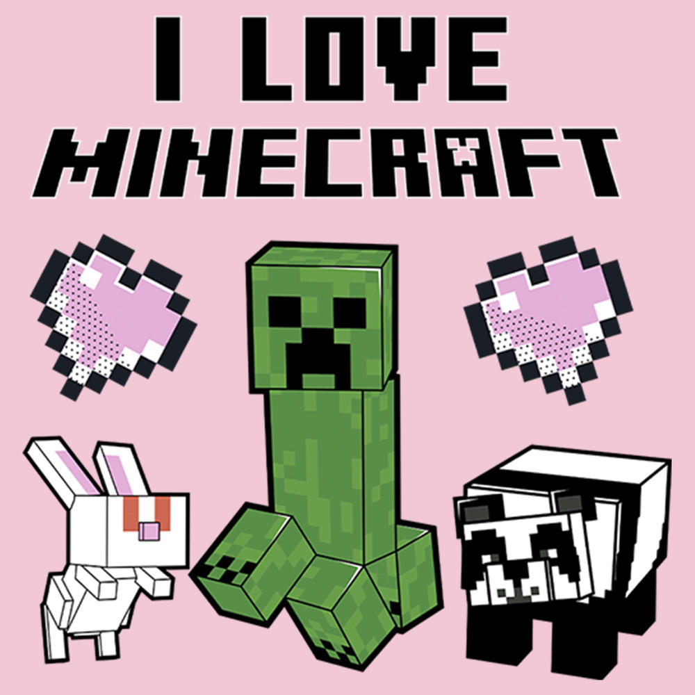 Minecraft Girl's Minecraft Love and Mobs  Graphic T-Shirt