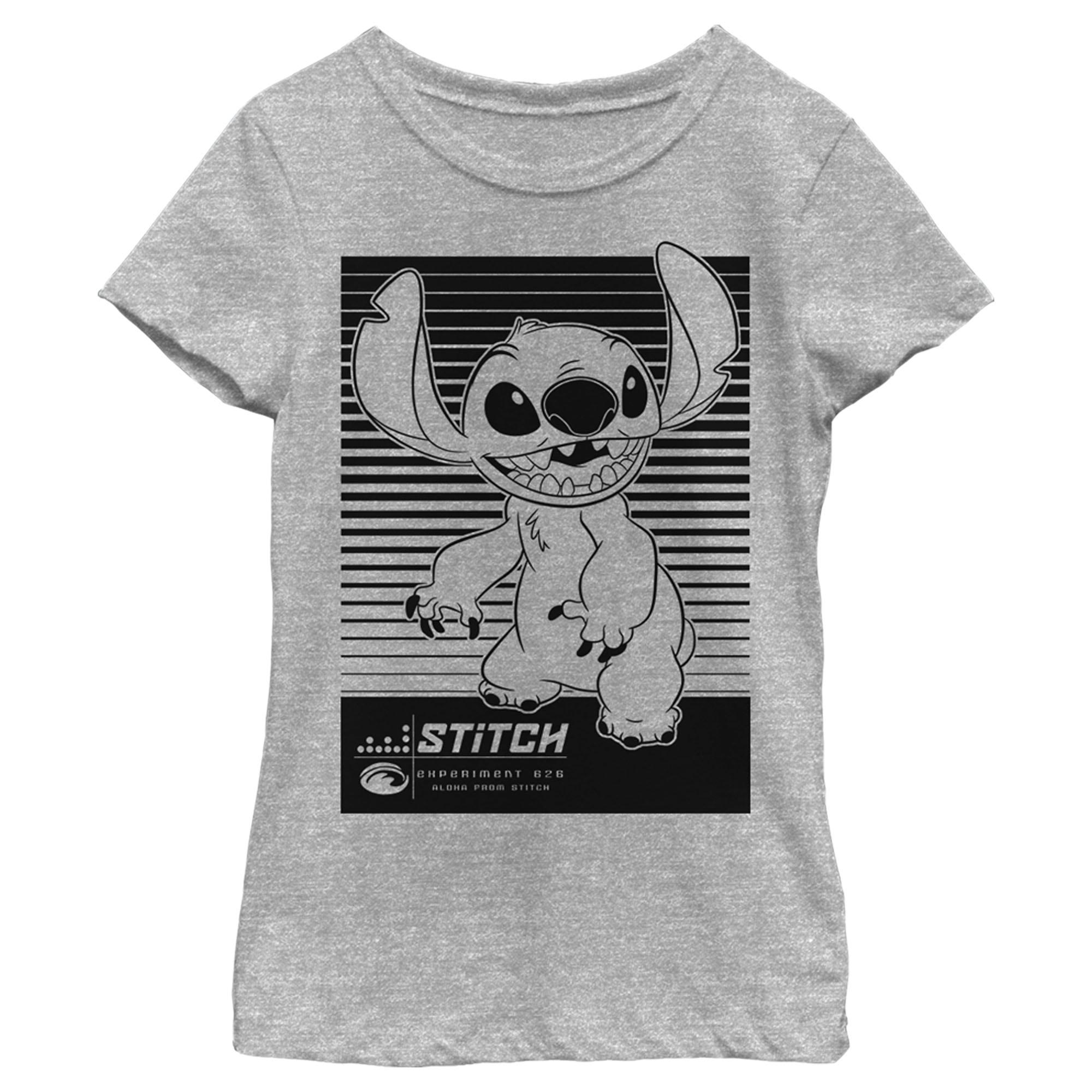 Lilo & Stitch Girl's Lilo & Stitch Black and White Tonal  Graphic Tee