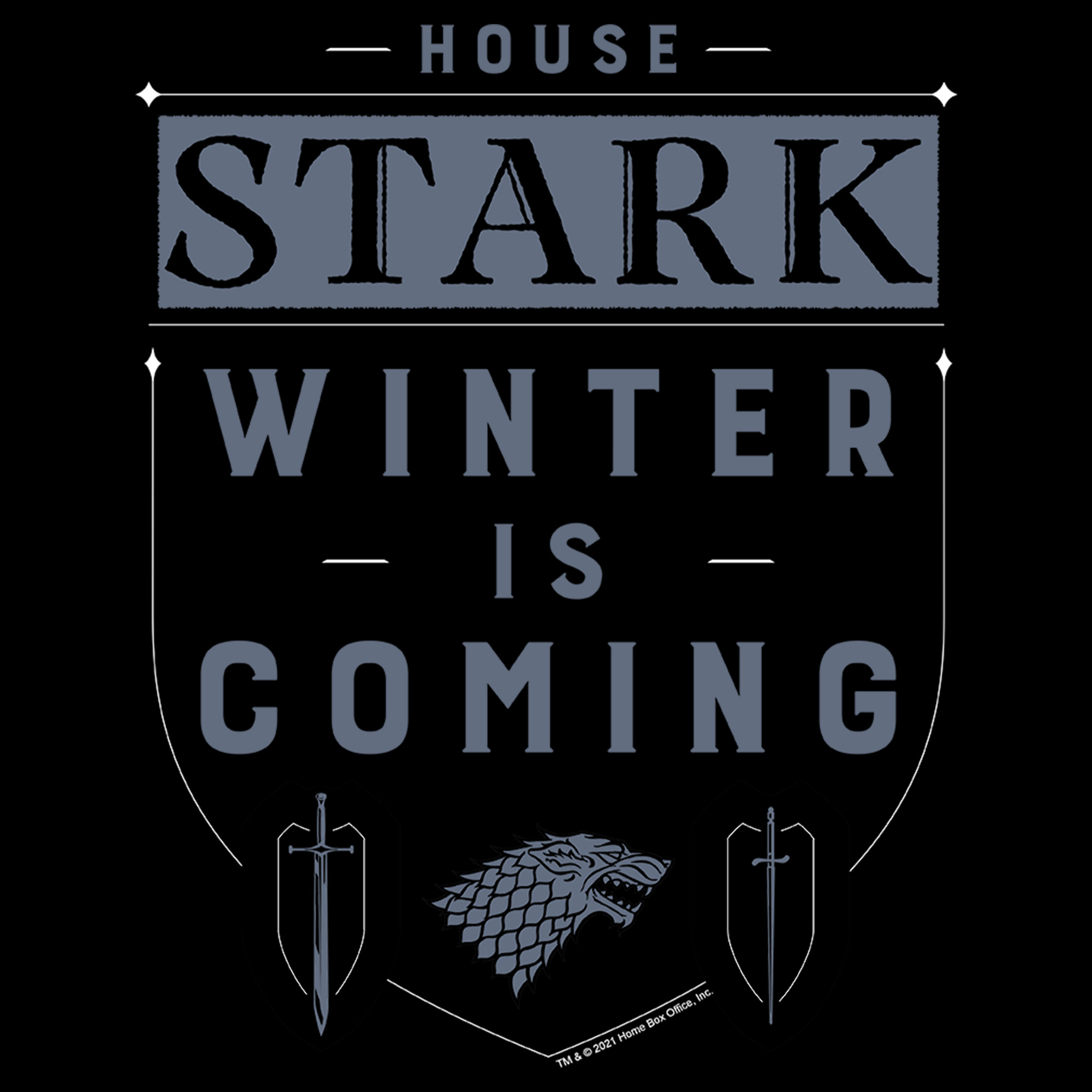 Game of Thrones Men's Game of Thrones Winter Is Coming House Stark Badge  Graphic T-Shirt
