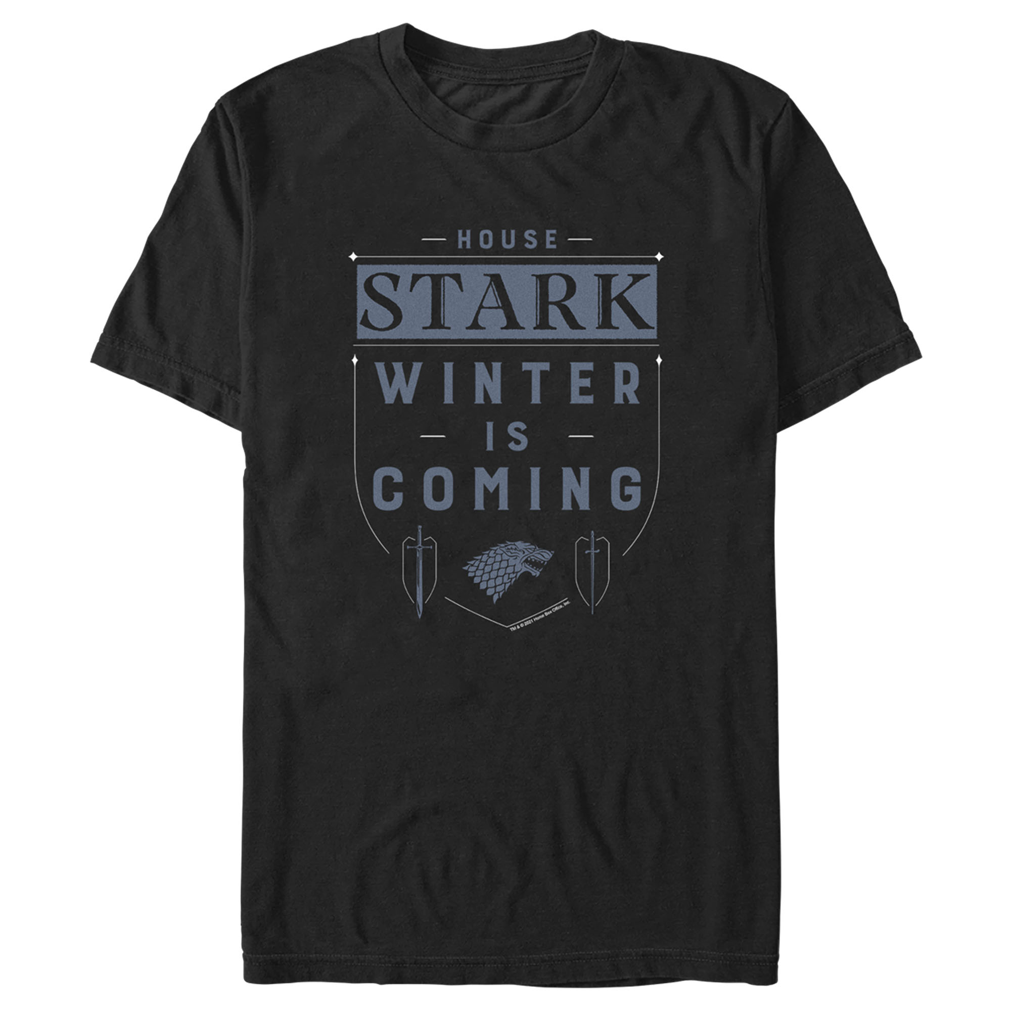 Game of Thrones Men's Game of Thrones Winter Is Coming House Stark Badge  Graphic T-Shirt
