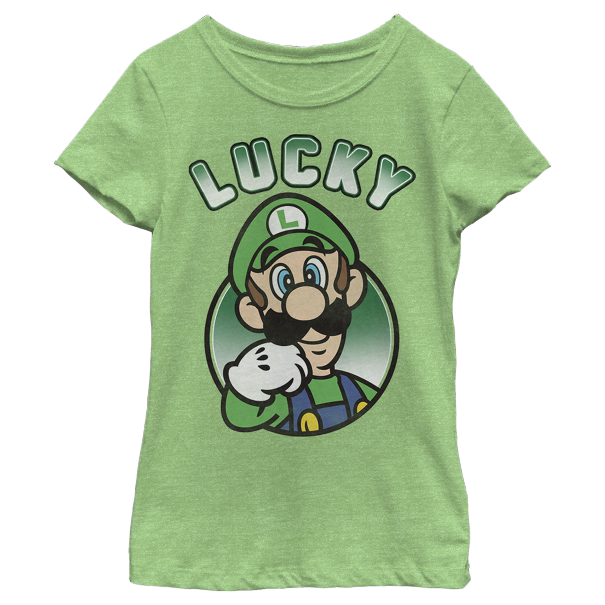 Nintendo Girl's Nintendo Super Mario St. Patrick's Day Lucky Luigi Retro  Graphic Tee