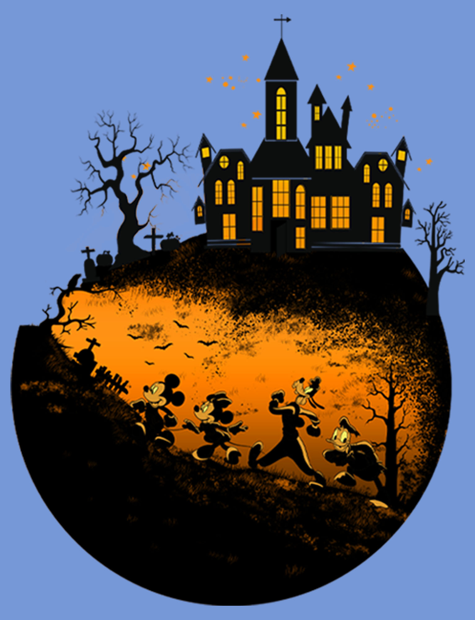 Mickey & Friends Boy's Mickey & Friends Haunted House  Performance Graphic Tee