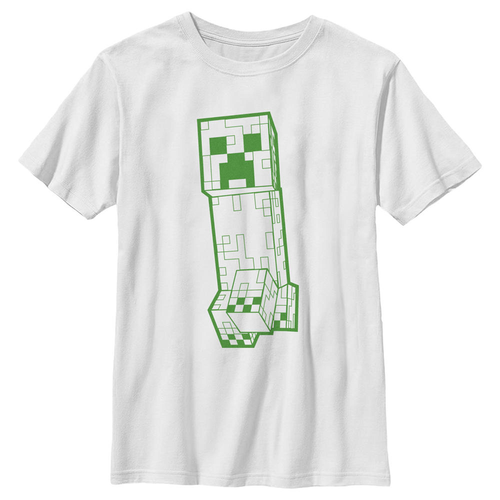 Minecraft Boy's Minecraft Creeper Outline  Graphic T-Shirt