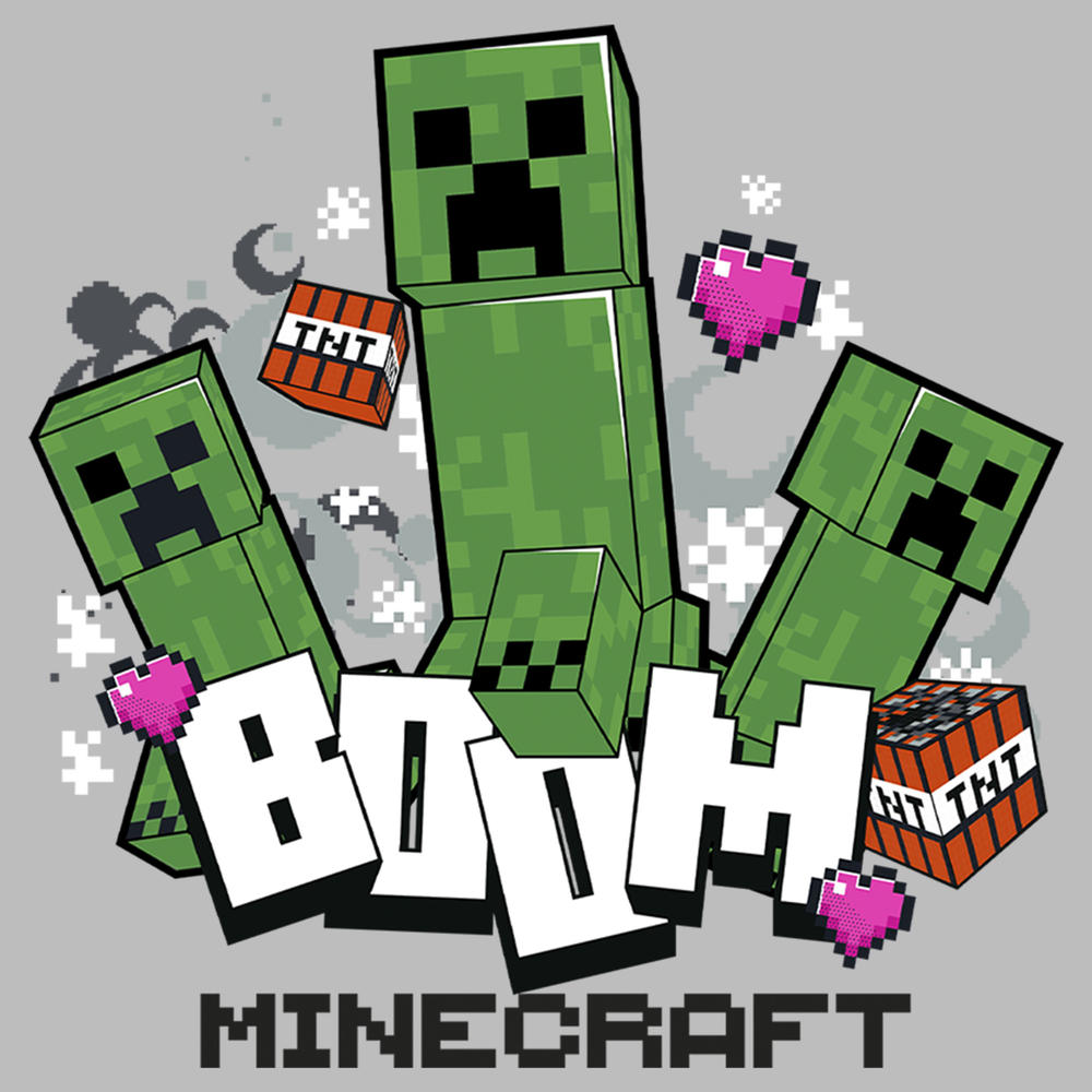 Minecraft Junior's Minecraft Creepers Boom Logo  Graphic T-Shirt