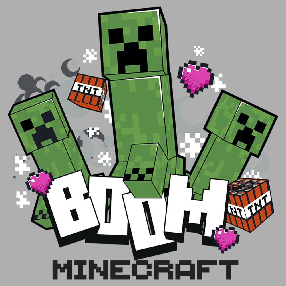 Minecraft Boy's Minecraft Creepers Boom Logo  Graphic T-Shirt