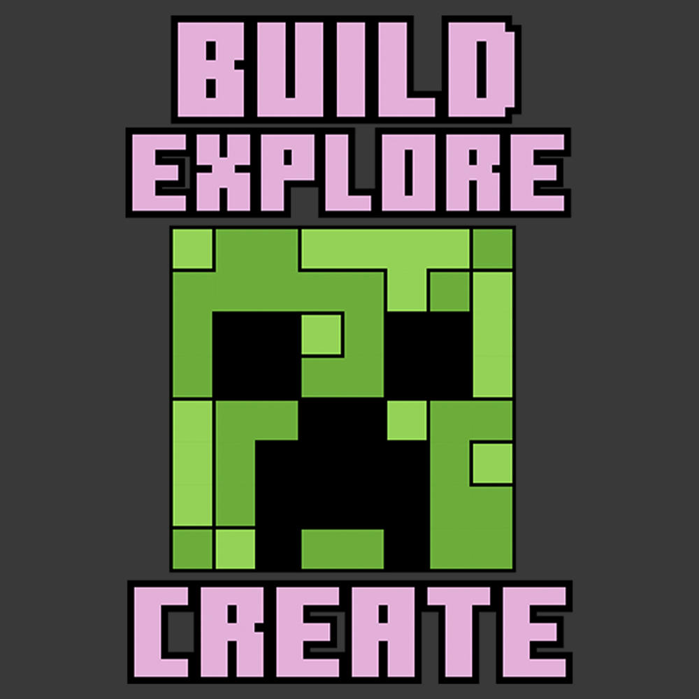 Minecraft Boy's Minecraft Creeper Face Build Explore Create  Graphic T-Shirt