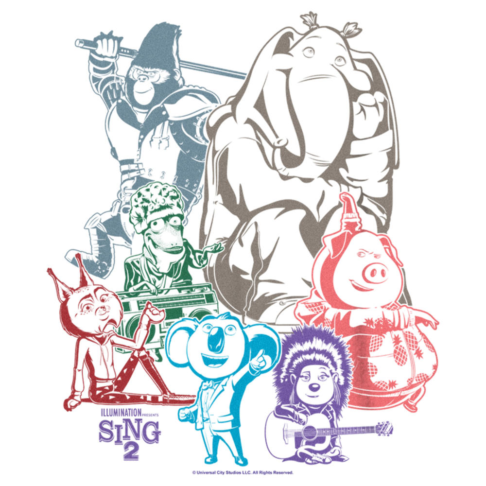 Sing 2 Boy's Sing 2 Colorful Group Shot  Graphic Tee