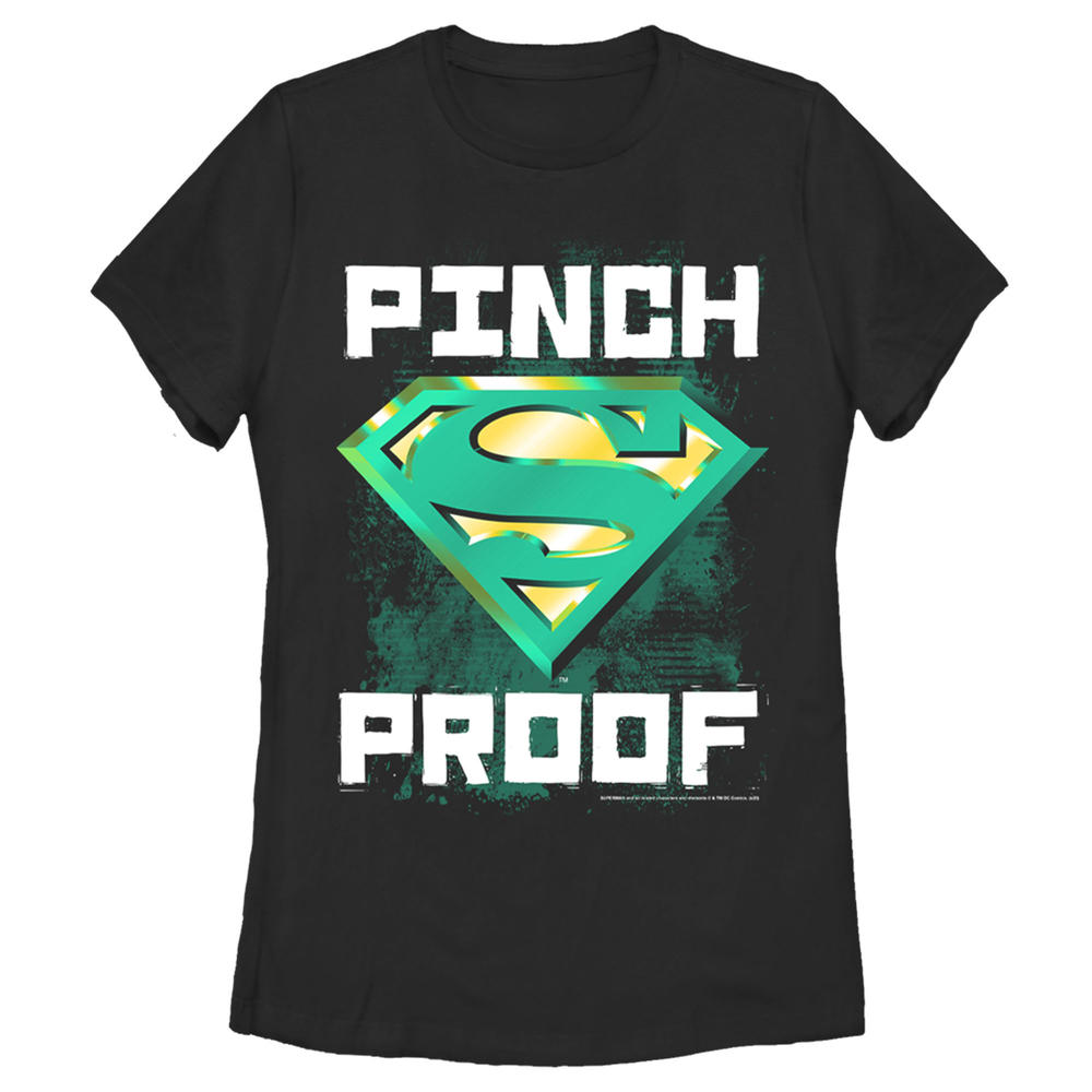DC Comics Women's Superman St. Patrick's Day Pinch Proof Logo  Graphic T-Shirt