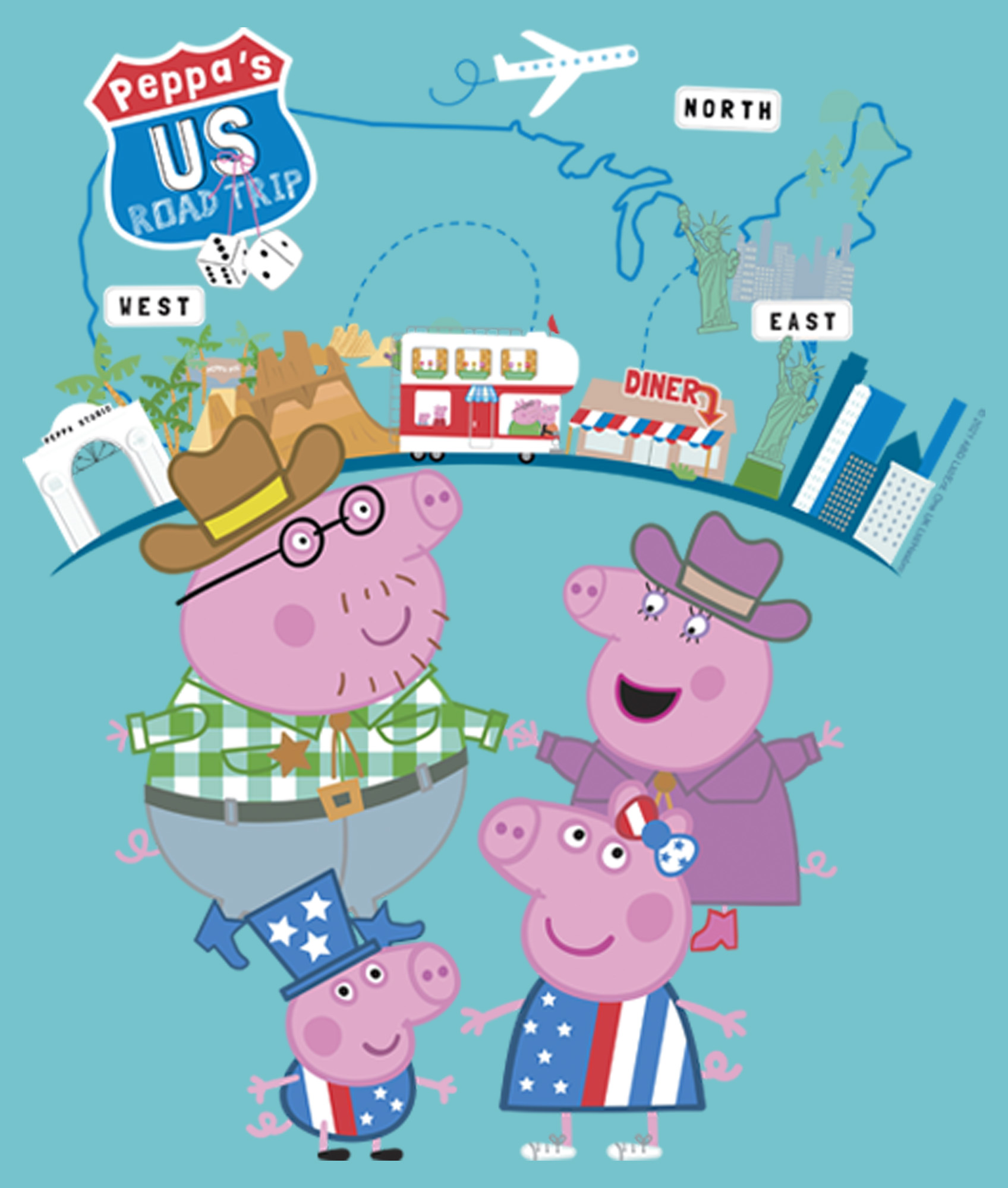 Nickelodeon Girl's Peppa Pig Family Road Trip  Graphic T-Shirt