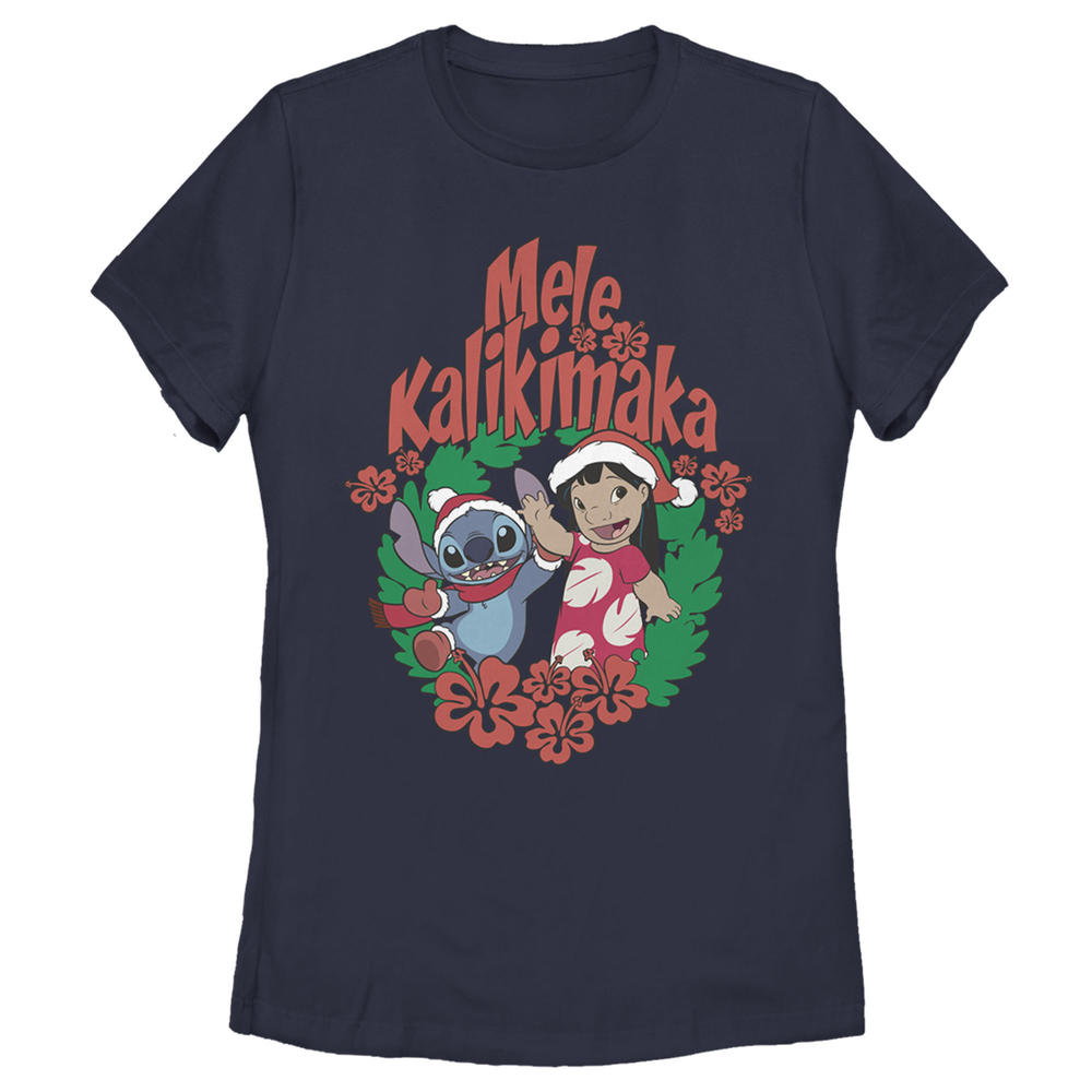 Lilo & Stitch Women's Lilo & Stitch Mele Kalikimaka Christmas  Graphic Tee