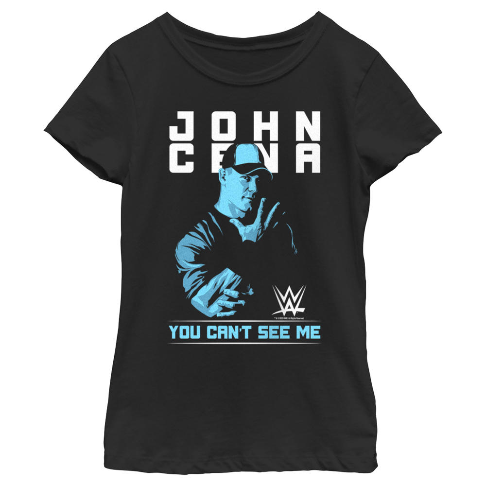 WWE Girl's WWE John Cena You Can't See Me Blue  Graphic T-Shirt