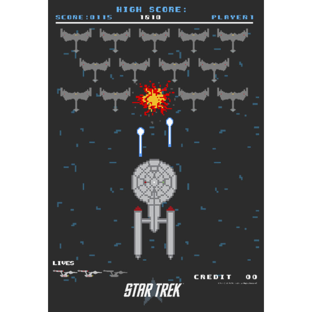 Star Trek Women's Star Trek Enterprise Pixel Video Game Battle  Scoop Neck
