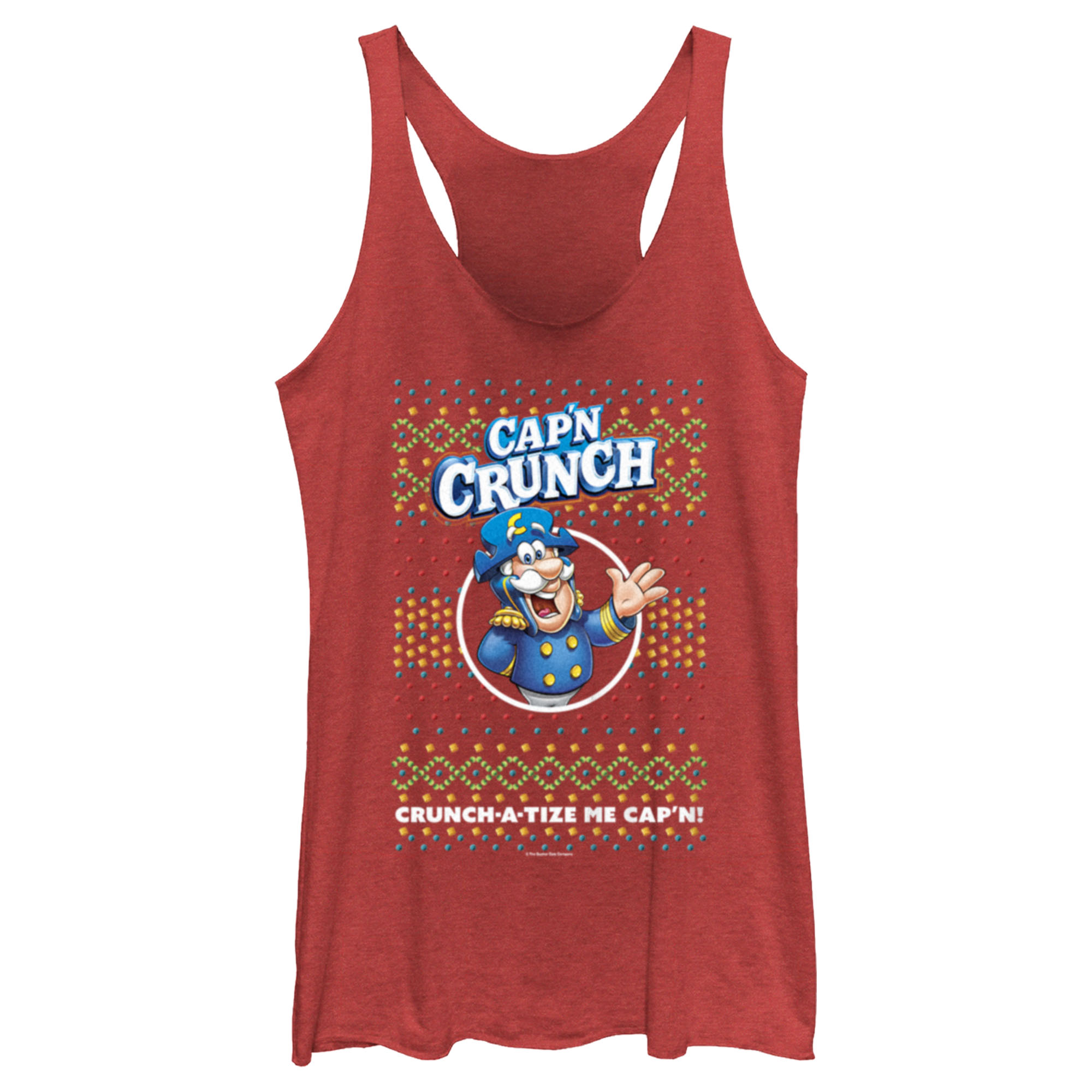 Cap'n Crunch Women's Cap'n Crunch Christmas Sweater Print  Racerback Tank Top