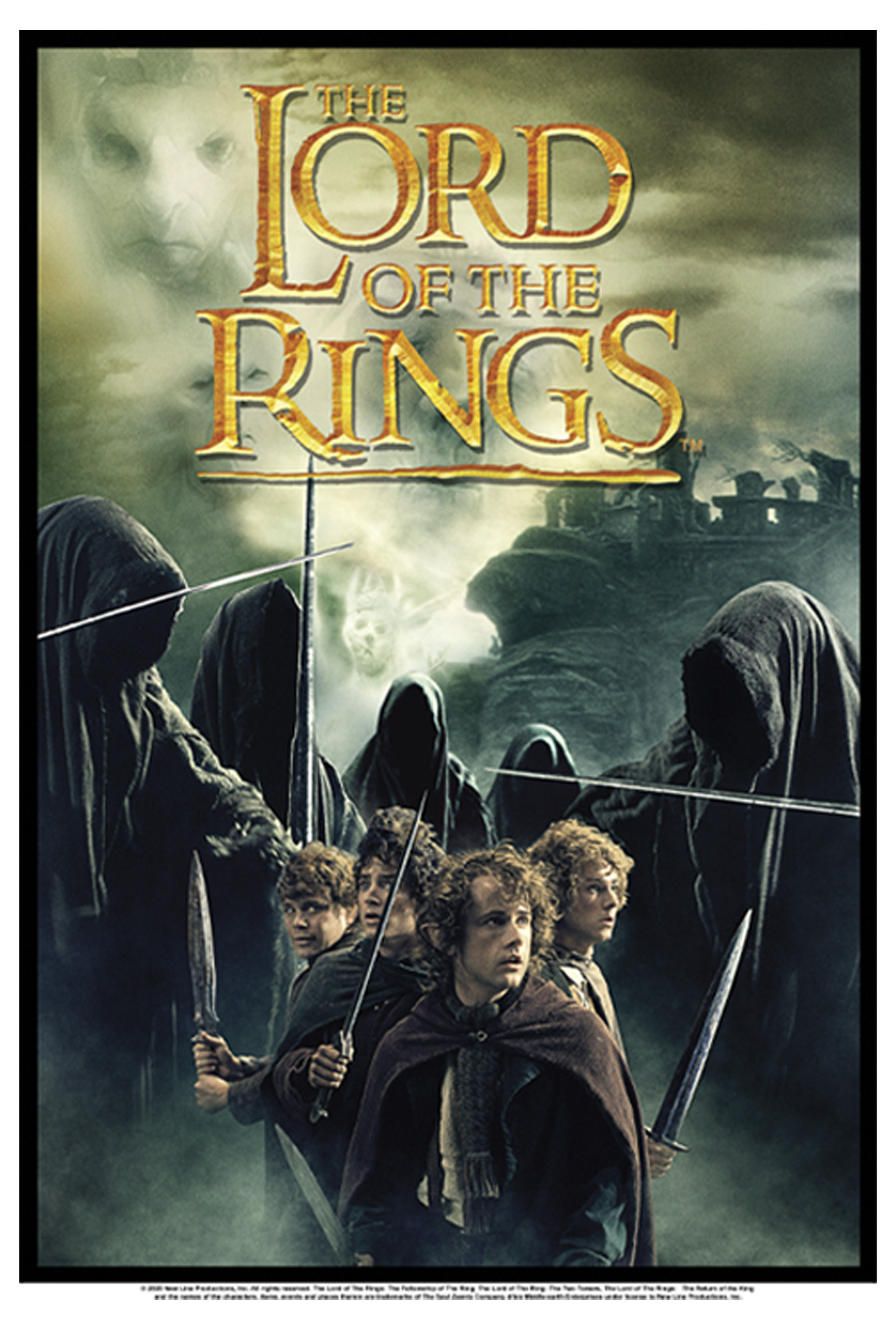 Lord of the Rings Junior's The Lord of the Rings Fellowship of the Ring Four Hobbits Movie Poster  Graphic T-Shirt