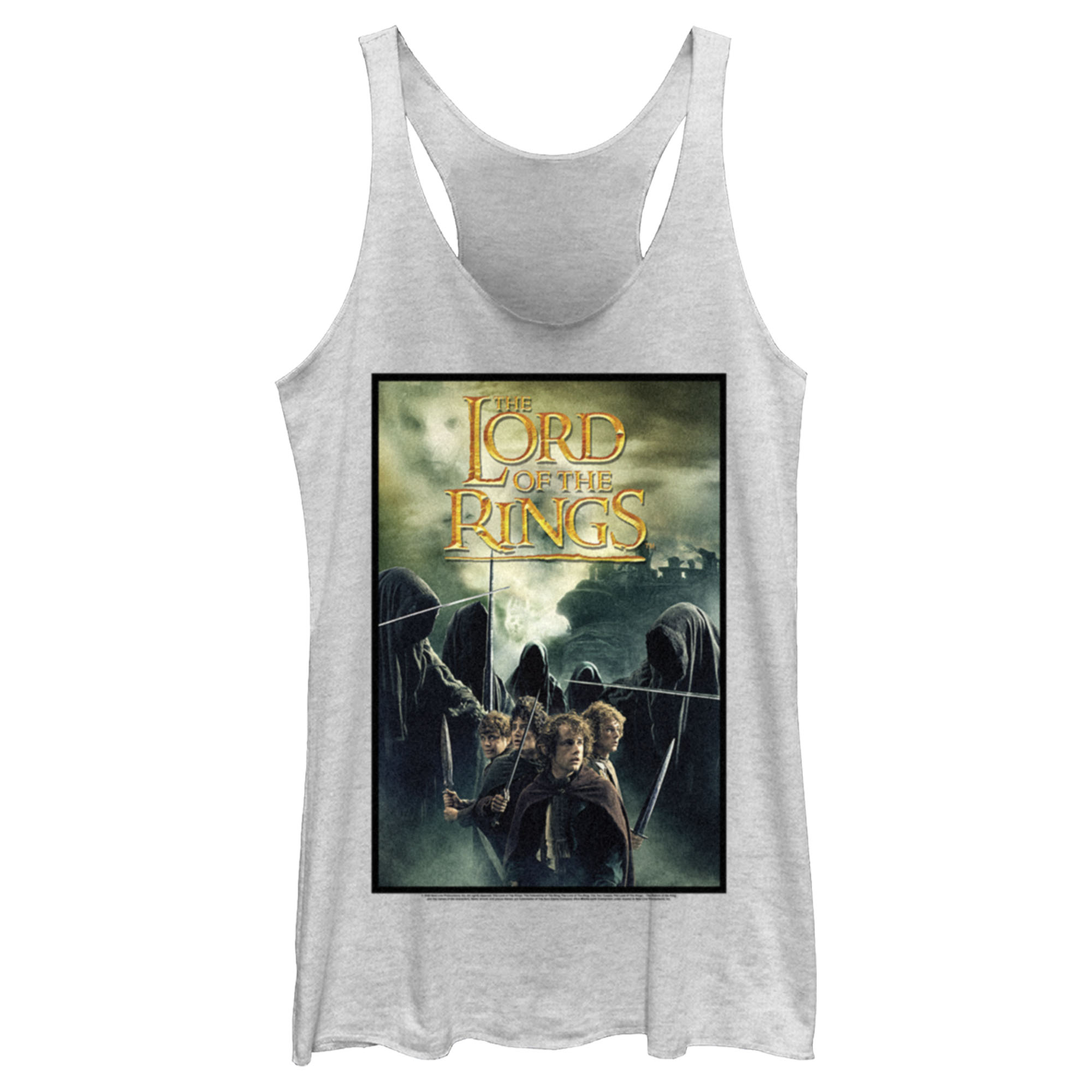 Lord of the Rings Women's The Lord of the Rings Fellowship of the Ring Four Hobbits Movie Poster  Racerback Tank Top