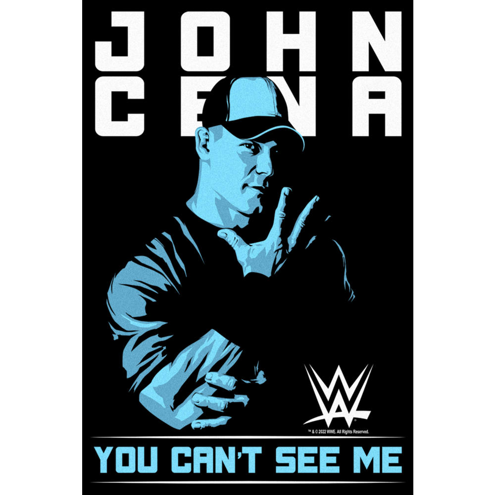 WWE Men's WWE John Cena You Can't See Me Blue  Graphic T-Shirt