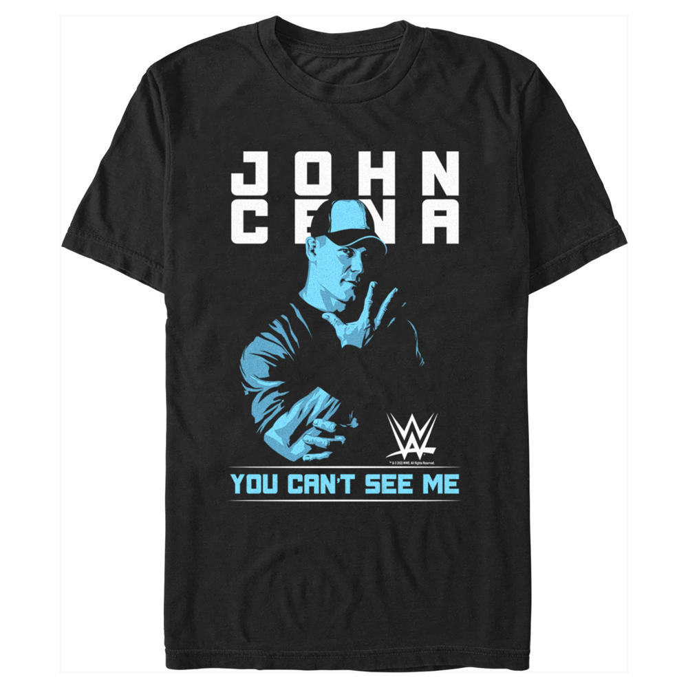 WWE Men's WWE John Cena You Can't See Me Blue  Graphic T-Shirt