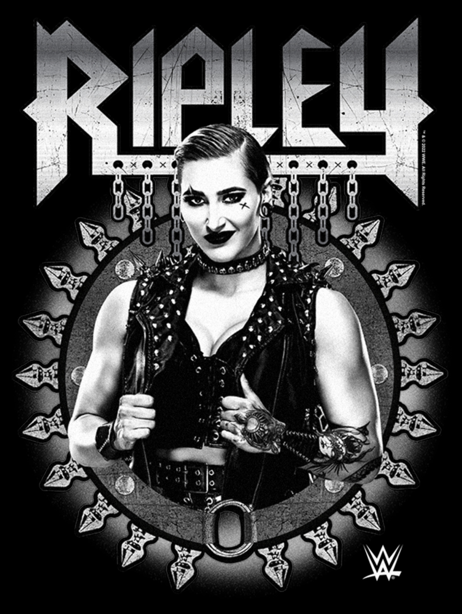 WWE Men's WWE Ripley Black and White Photo  Graphic Tee