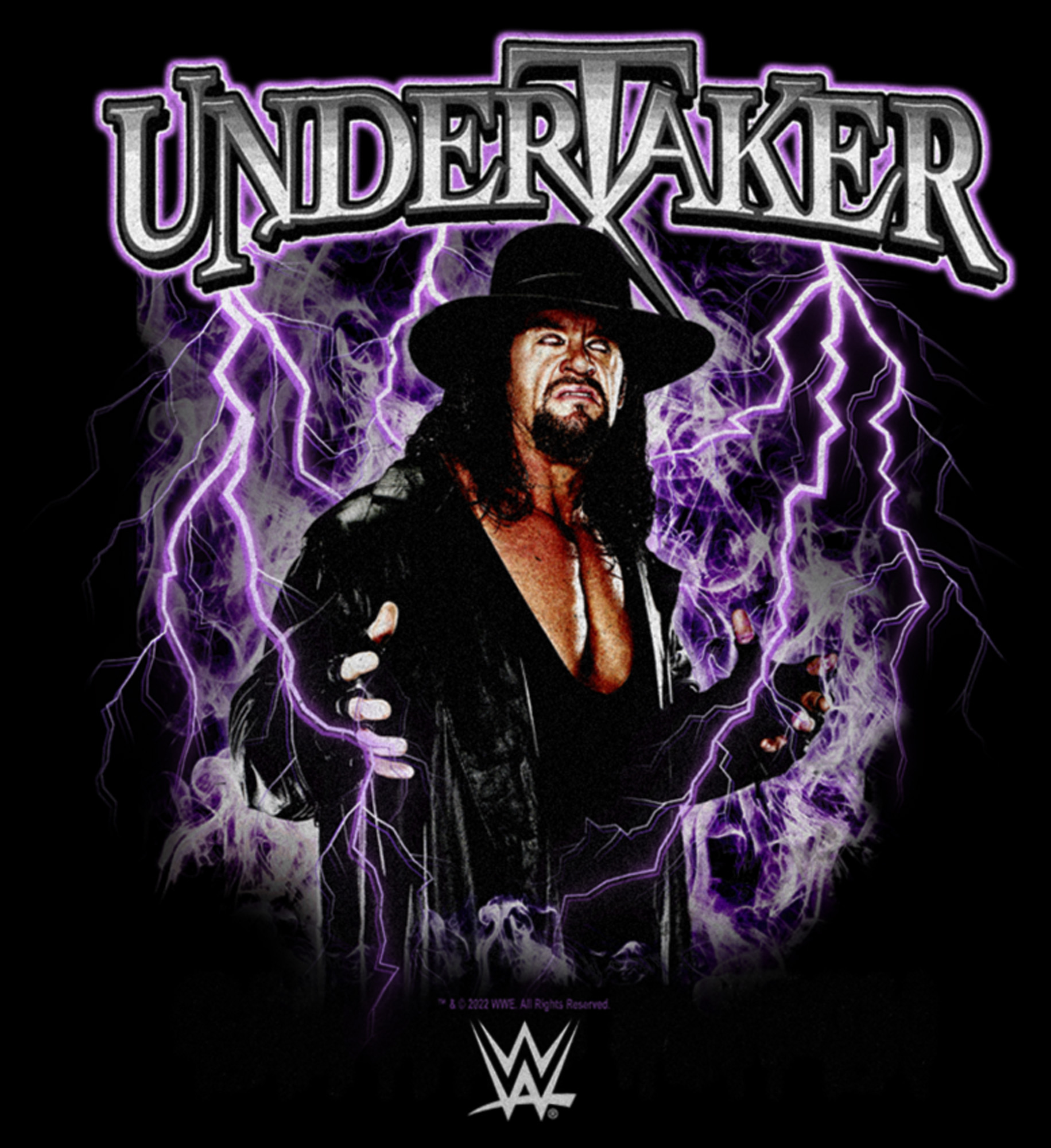 WWE Men's WWE Undertaker Purple Lightning Logo  Graphic T-Shirt