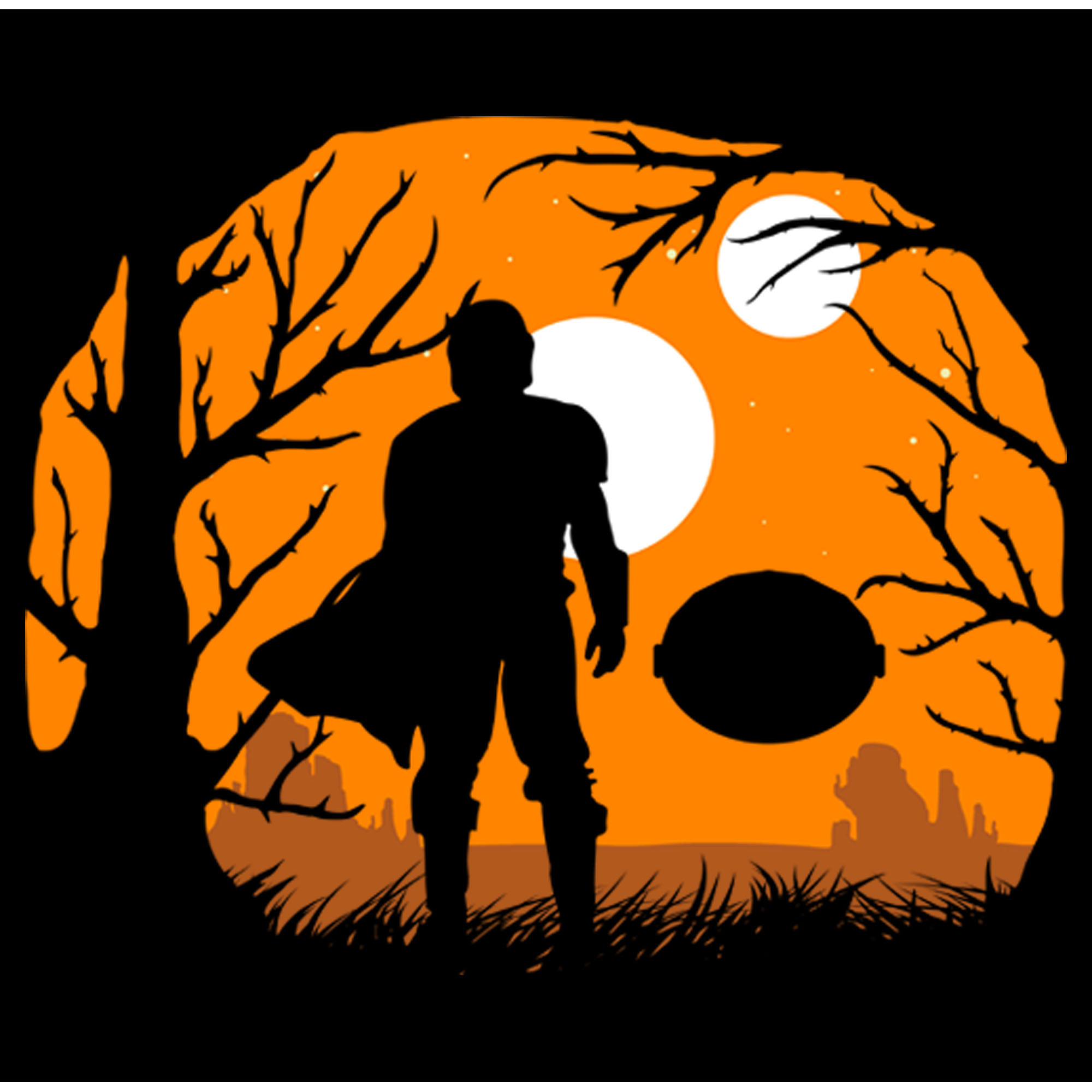 Star Wars Men's Star Wars: The Mandalorian Halloween Din Djarin Haunting Galaxy  Graphic Tee
