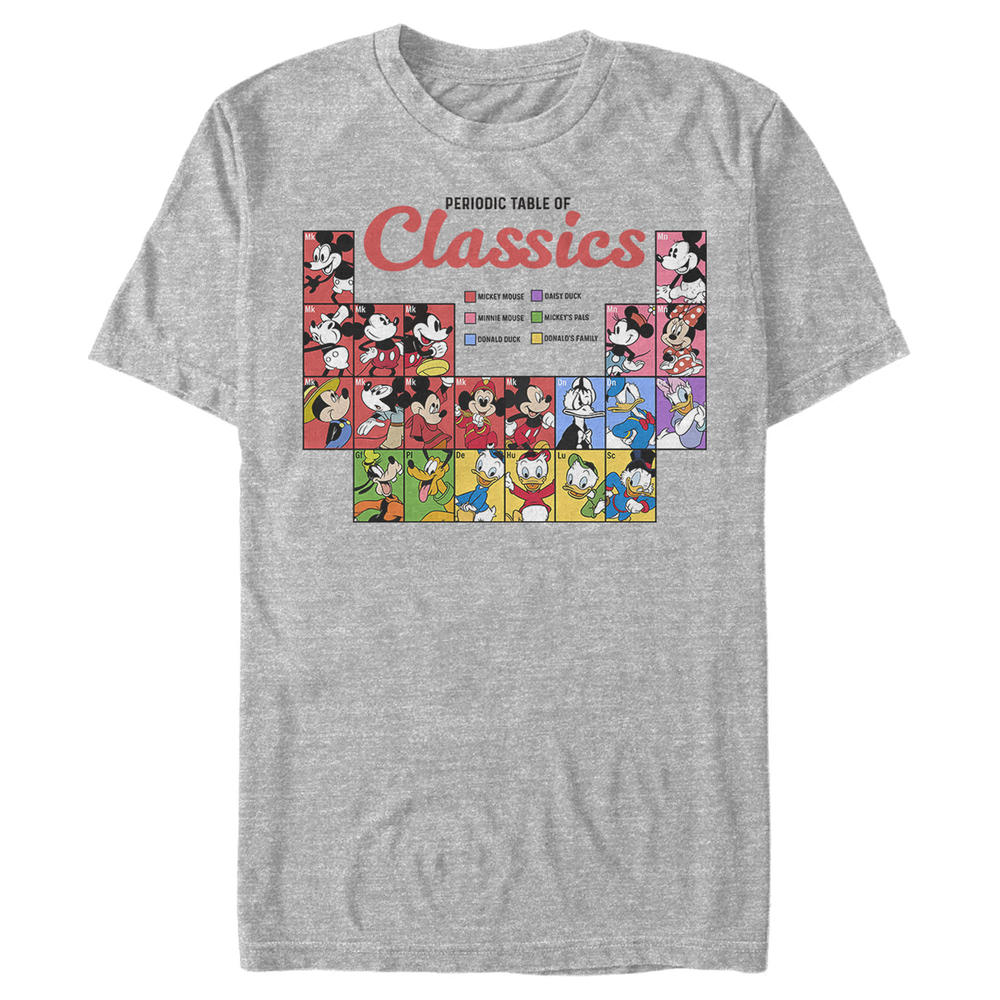 Mickey & Friends Men's Mickey & Friends Mickey Mouse Periodic Table of Friends  Graphic T-Shirt