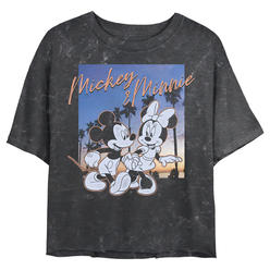 Mickey & Friends Junior's Mickey & Friends Sunset Palm Trees Mickey and Minnie  Graphic Tee