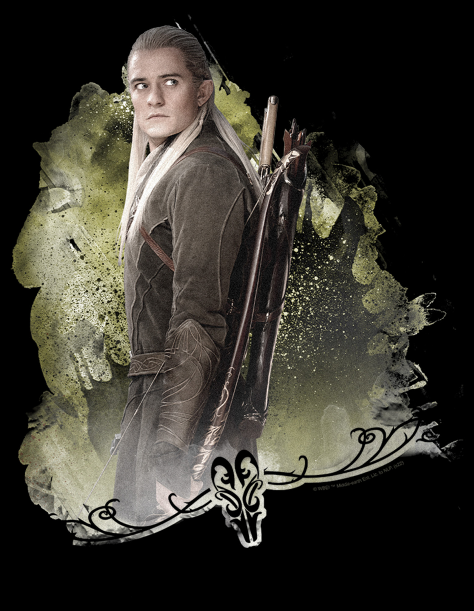 Lord of the Rings Men's The Hobbit: The Battle of the Five Armies Legolas Portrait  Graphic T-Shirt