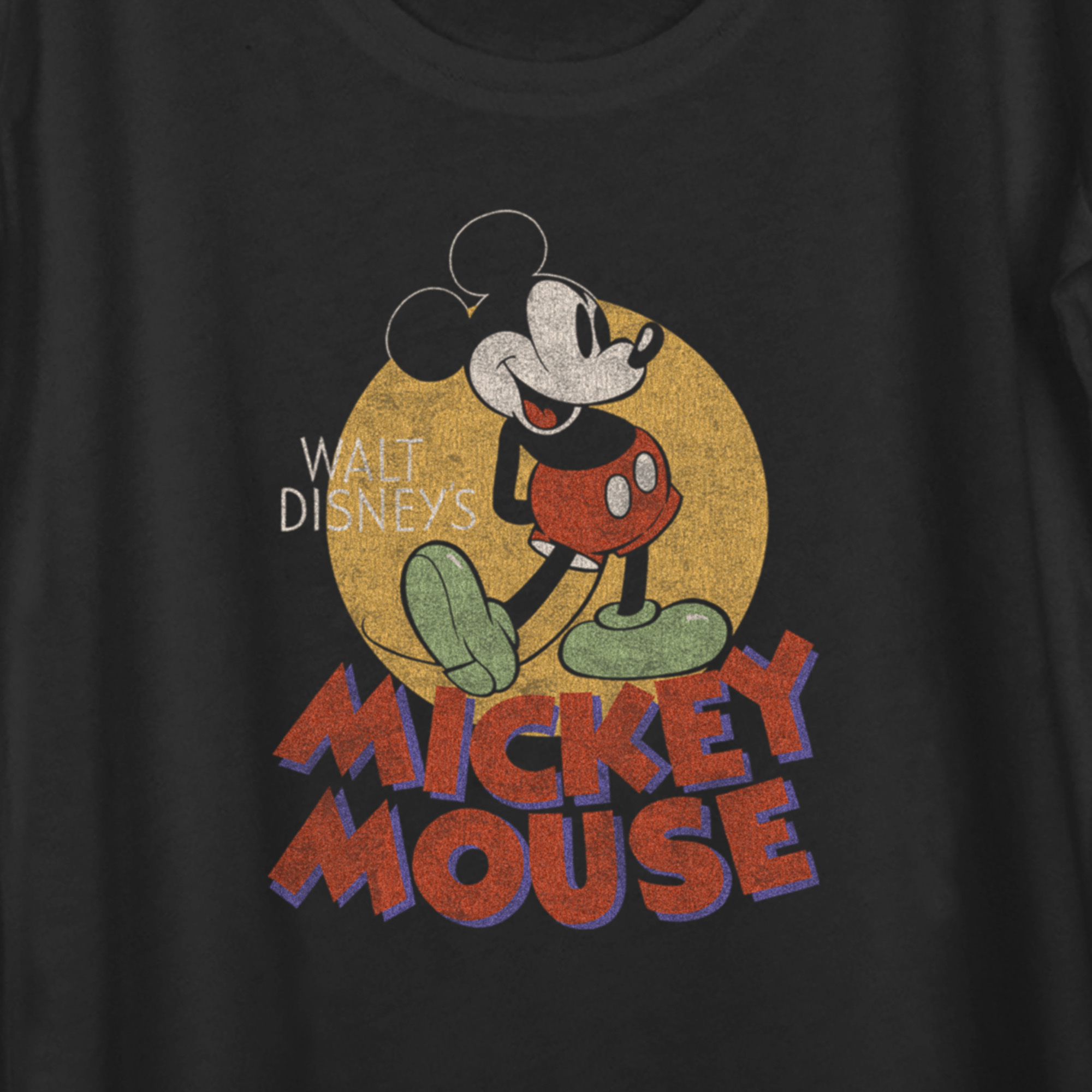 Mickey & Friends Women's Mickey & Friends Retro Distressed Spotlight  Scoop Neck