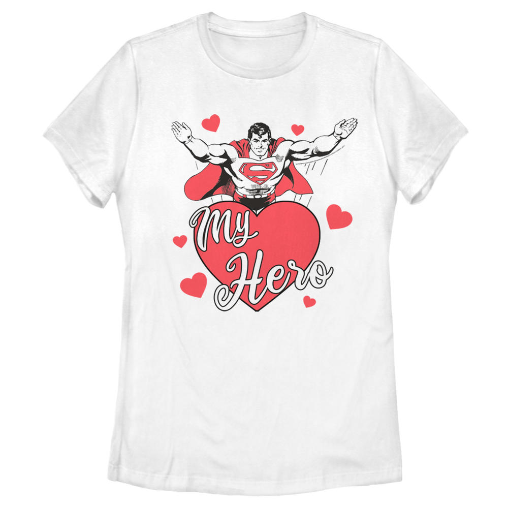 DC Comics Women's Superman Valentine's Day My Hero  Graphic T-Shirt