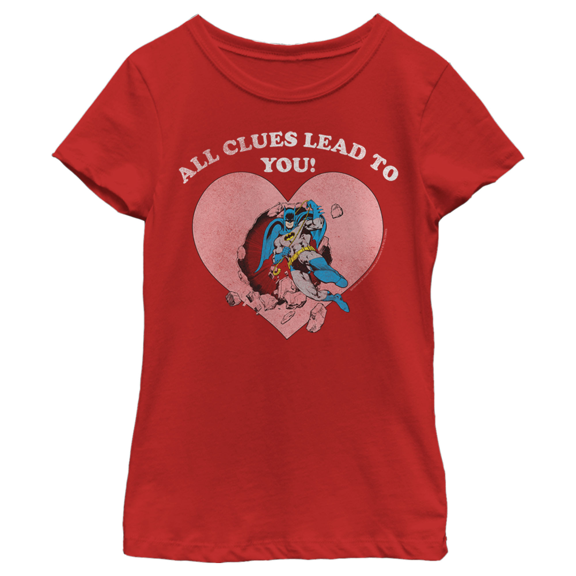 DC Comics Girl's Batman Valentine's Day All the Clues Lead to You  Graphic Tee