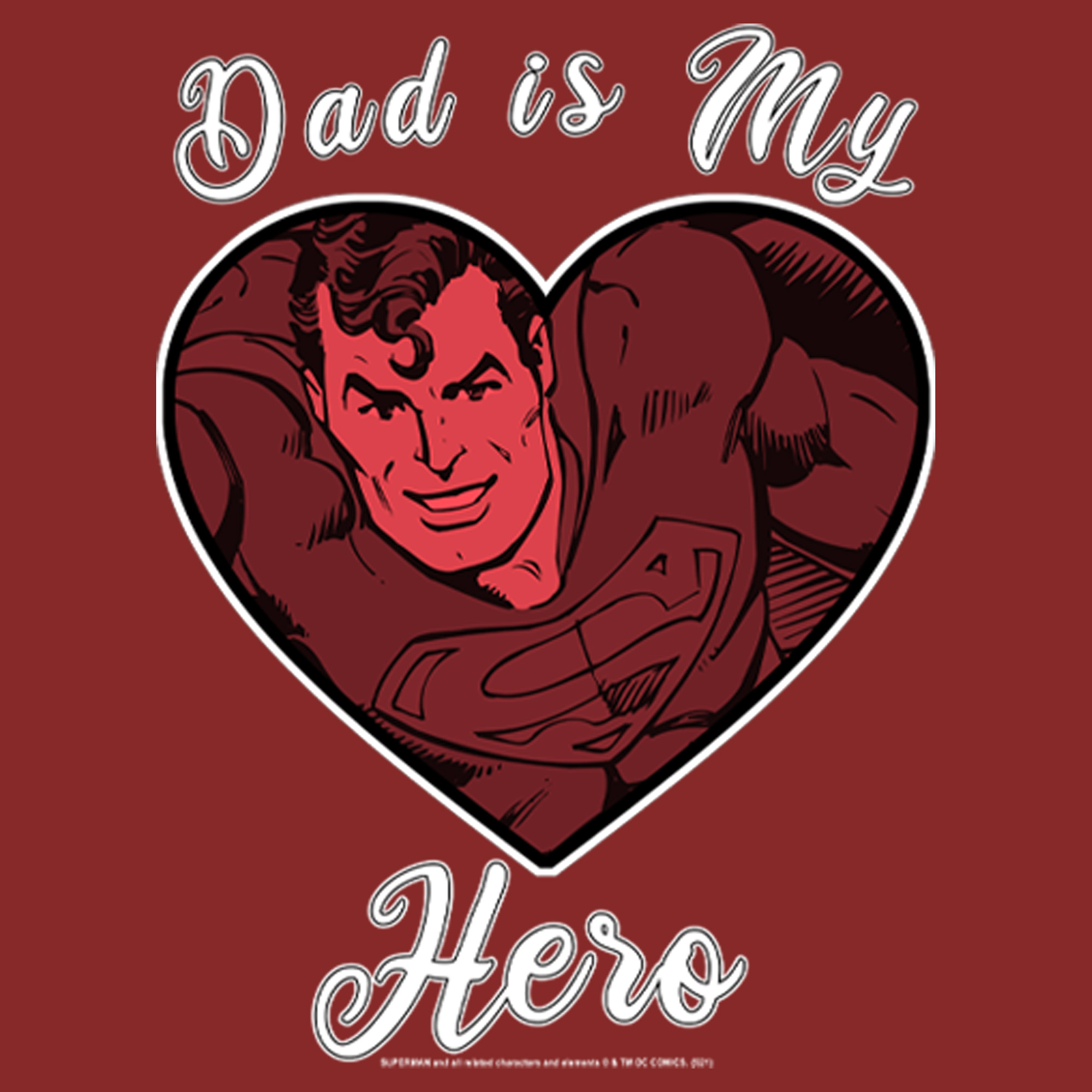 DC Comics Women's Superman Valentine's Day Dad is My Hero  Graphic T-Shirt