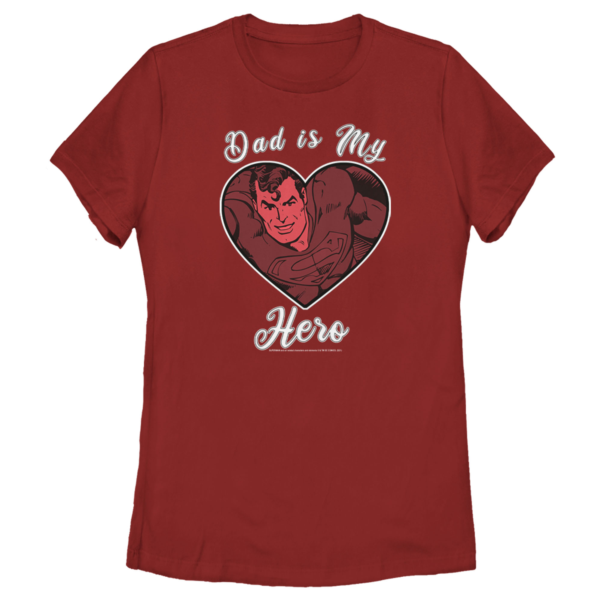 DC Comics Women's Superman Valentine's Day Dad is My Hero  Graphic T-Shirt