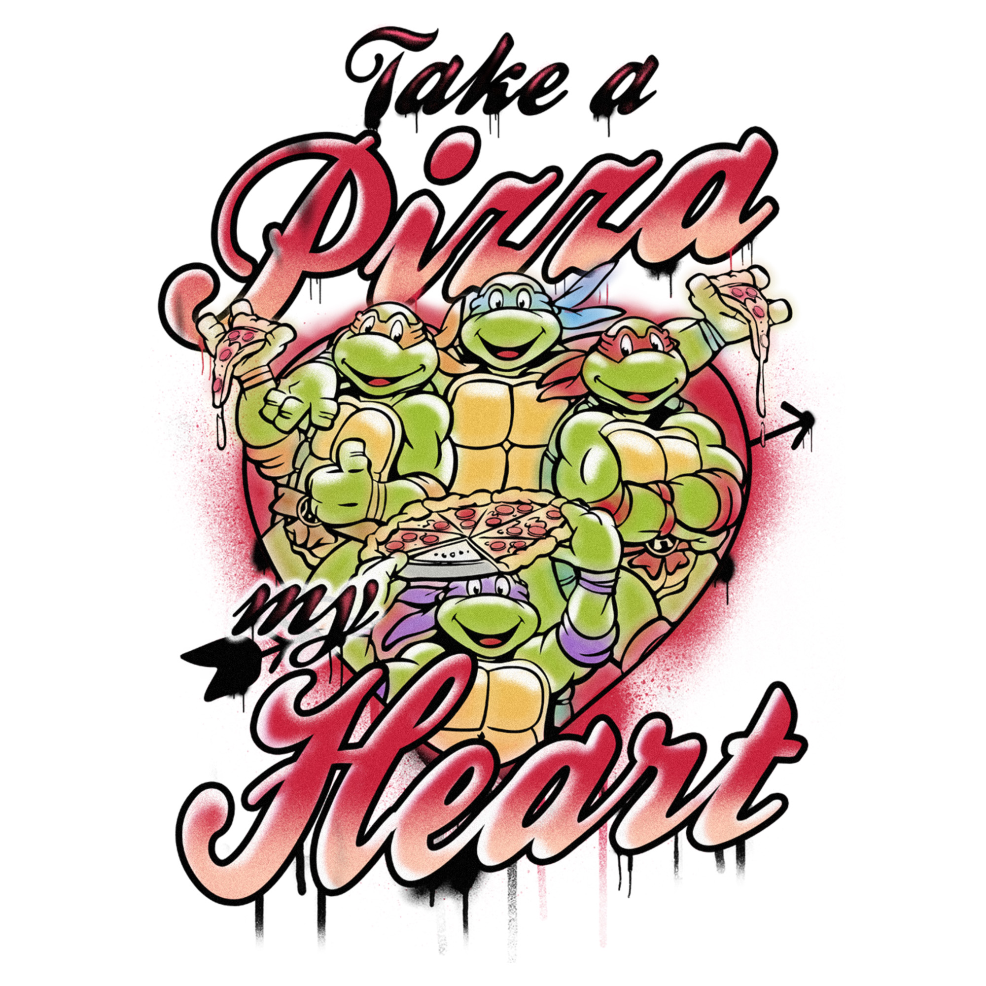 Teenage Mutant Ninja Turtles Boy's Teenage Mutant Ninja Turtles Take a Pizza My Heart  Graphic T-Shirt