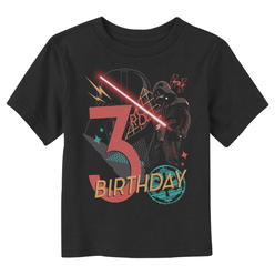 Star Wars Toddler's Star Wars Darth Vader 3rd Birthday Abstract Background  Graphic T-Shirt