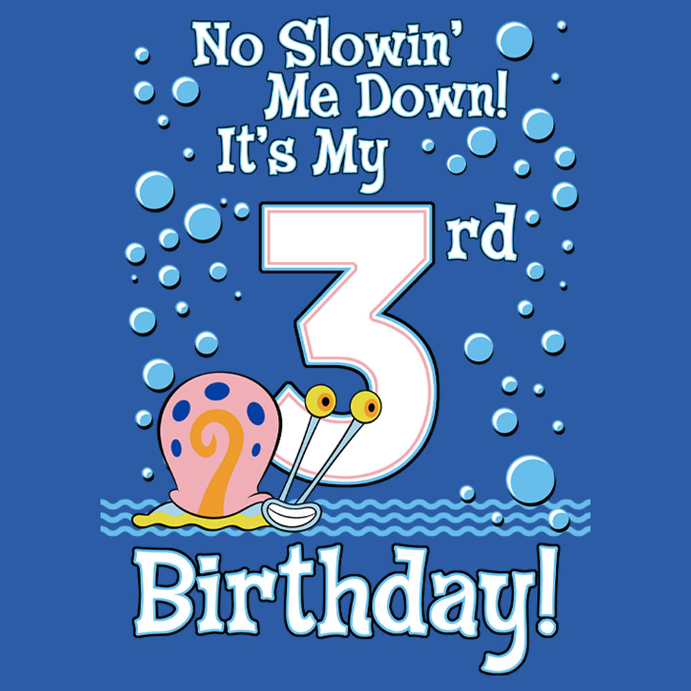 Nickelodeon Toddler's SpongeBob SquarePants Gary No Slowin' Me Down It's my 3rd Birthday  Graphic T-Shirt