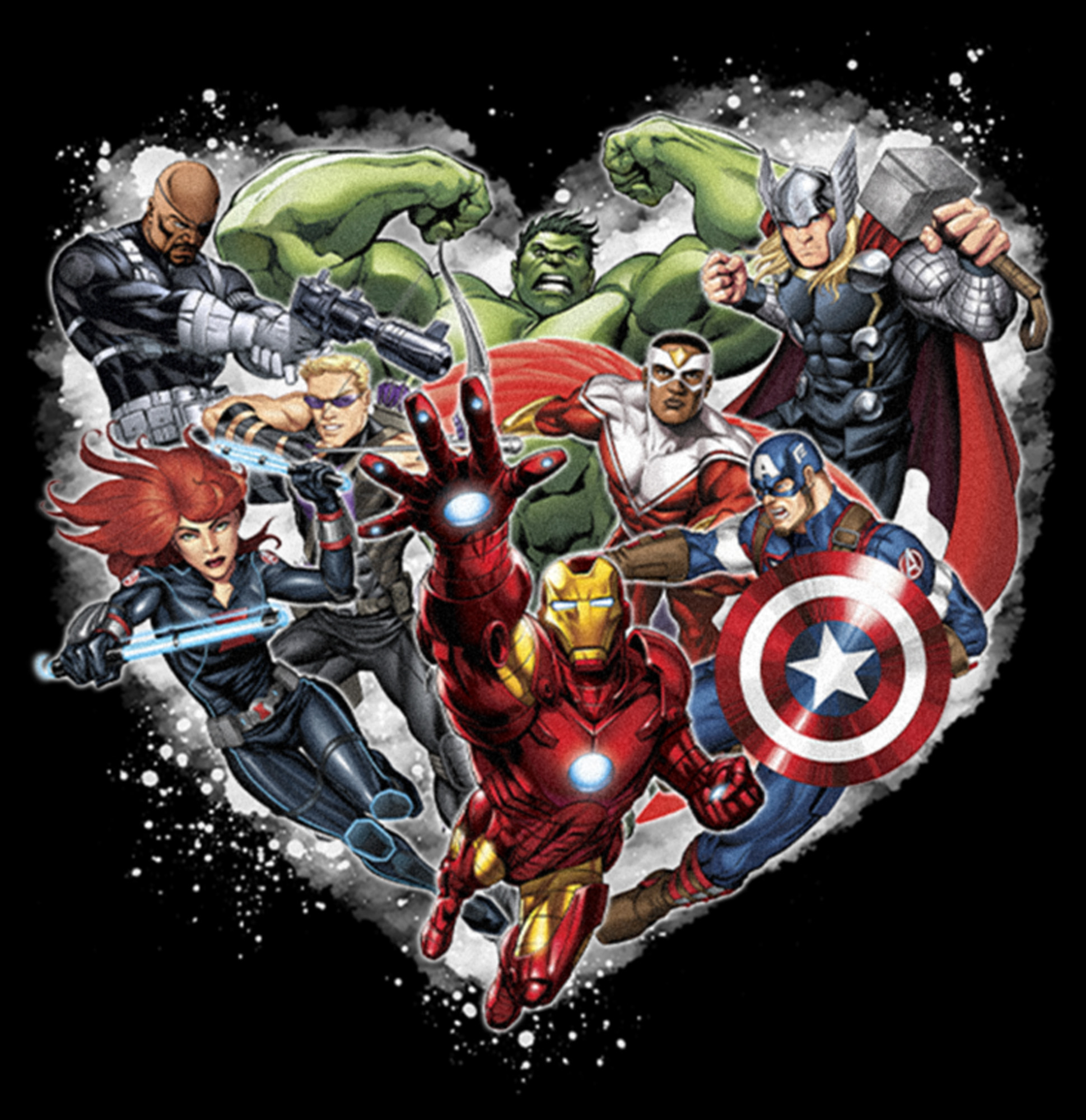 Marvel Girl's Marvel Valentine's Day Avenger Heart Collage  Graphic Tee