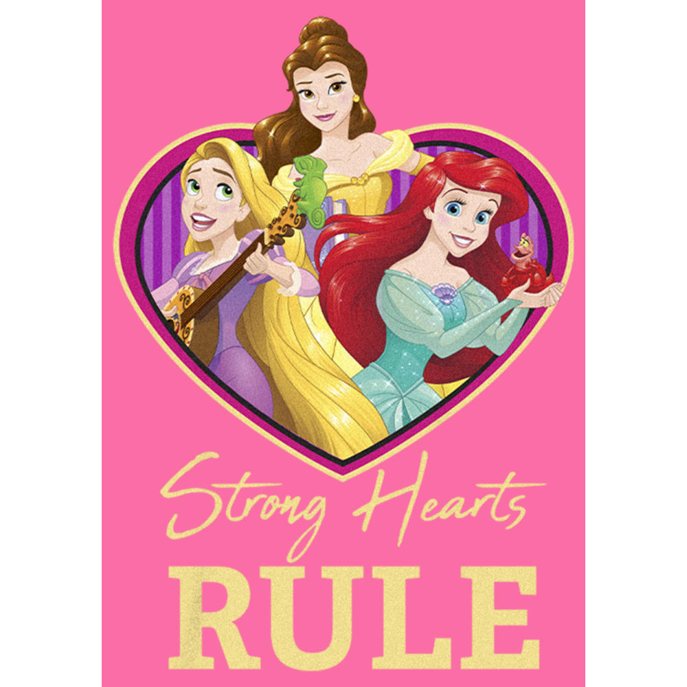 Disney Girl's Disney Princesses Valentine's Day Princesses Strong Hearts Rule  Graphic T-Shirt