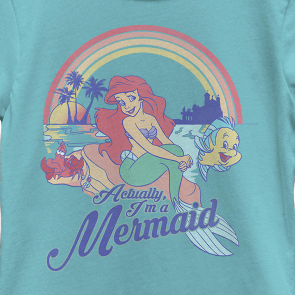 Disney Girl's Disney Ariel Actually I'm a Mermaid Rainbow  Graphic T-Shirt