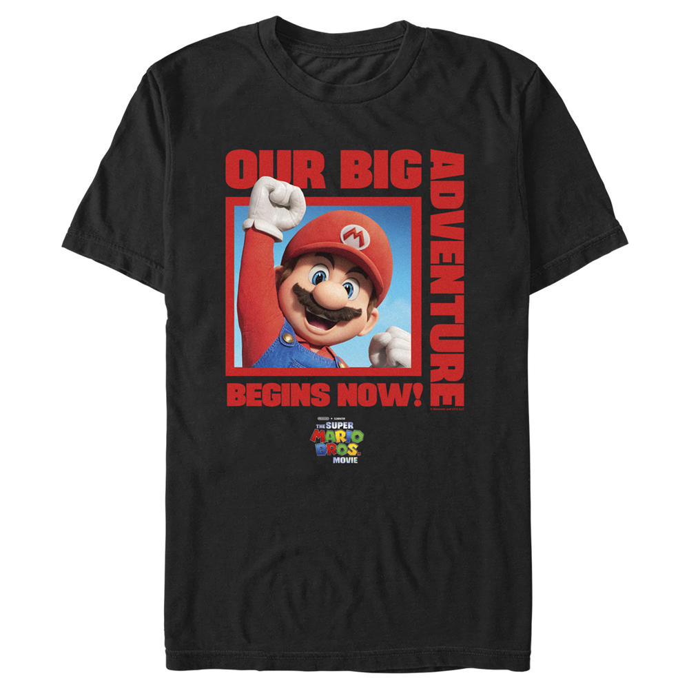 The Super Mario Bros. Movie Men's The Super Mario Bros. Movie Mario Our Big Adventure Begins Now Red  Graphic T-Shirt