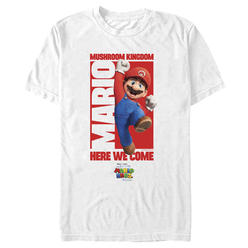 The Super Mario Bros. Movie Men's The Super Mario Bros. Movie Mario Mushroom Kingdom Here We Come  Graphic Tee